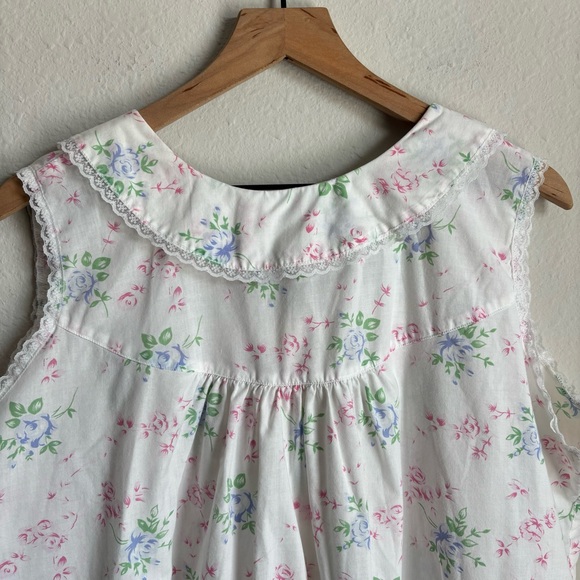 Vintage Ditsy Floral Lace Ruffle Grandma Cottagecore Button Down Nightgown Dress - Picture 6 of 8